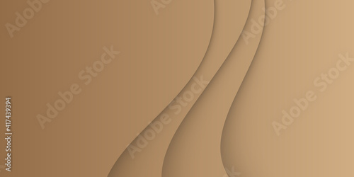 Modern simple brown pastel abstract background with wave element shape. Chocolate wave, abstract dark brown background, smooth satin texture. Abstract soft brown color background with gold lines 