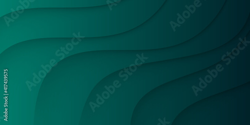 Dark green abstract background. Dark green 3d wave curve abstract business presentation background. Abstract green black grey wavy background