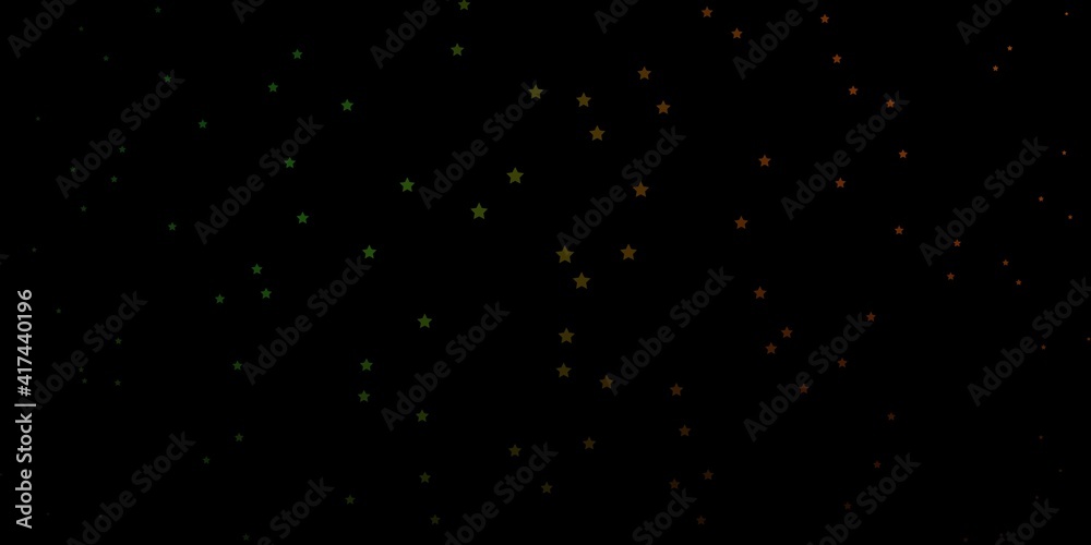Dark Green, Yellow vector background with colorful stars.