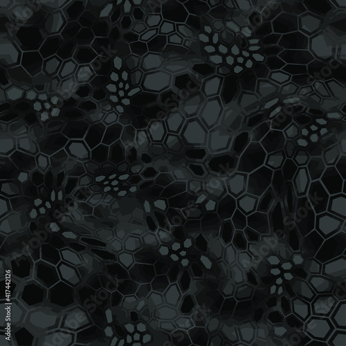 Hexagonal camouflage seamless patern. Abstract modern endless digital contemporary design texture. Military geometric ornament for fabric, fashion and vinyl wrap print. Vector illustration.