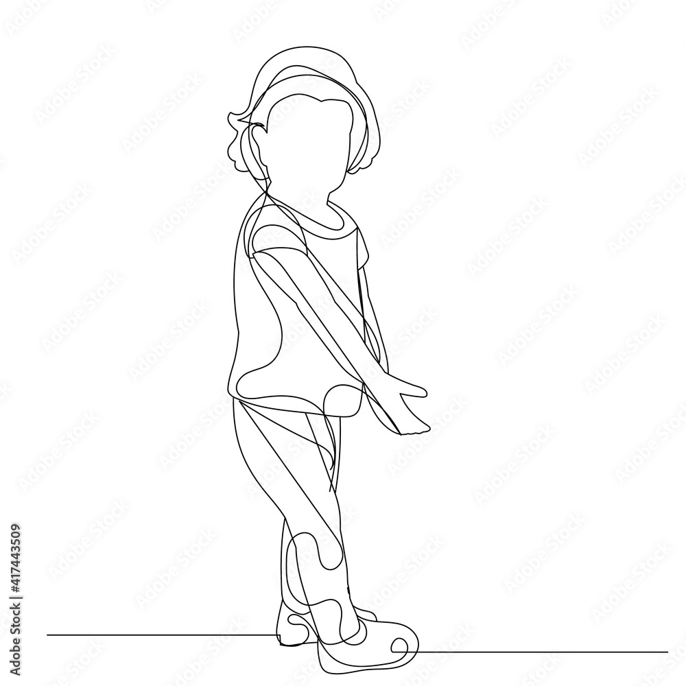 vector, isolated, one line drawing child vector, isolated, one line drawing child