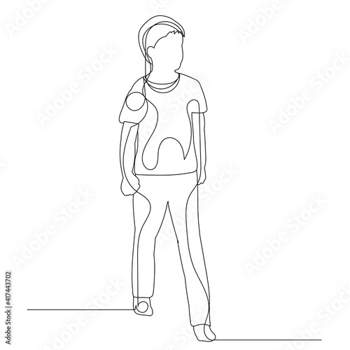 vector  isolated  one line drawing boy