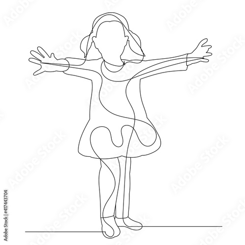 one line drawing girl, child