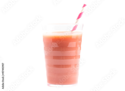 A Healthy Pink Smoothie Isolated on a White Background
