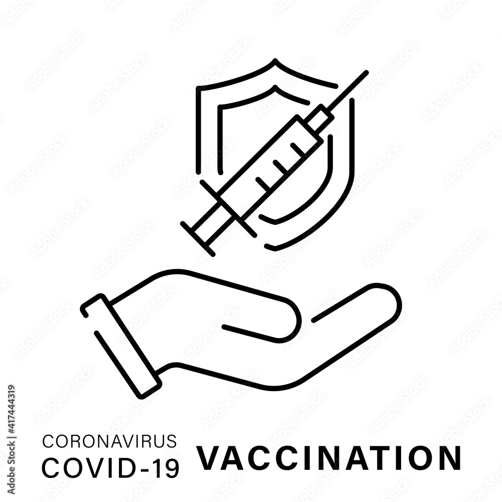 A simple linear icon showing the covid-19 coronavirus vaccine. A simple linear icon showing the covid-19 coronavirus vaccine.