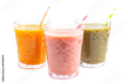Wallpaper Mural Three Varieties of Healthy Smoothies on a White Background Torontodigital.ca