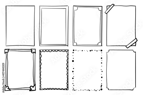 Hand drawn frames. Handdrawn scribble simple box. Vector empty drawing photo borders