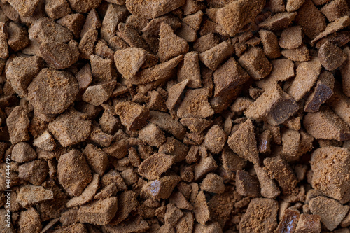 Freeze-dried coffee shot close-up. Macro photo