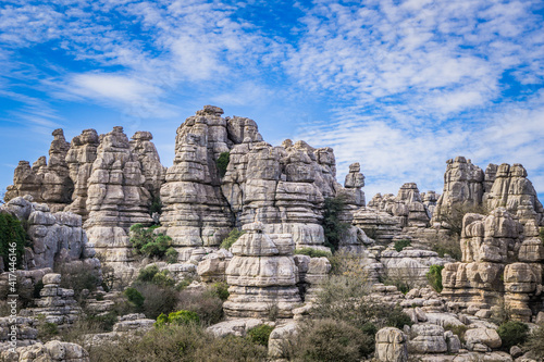 Hiking the Torcal de Antequerra National Park in Andalusia, Spain. This national is known for its unusual karst landforms, made of limestone © Pernelle Voyage