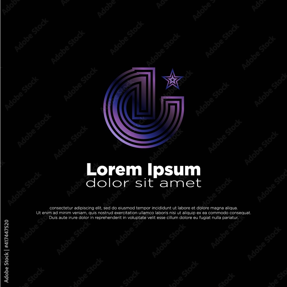 Fototapeta premium modern simple e logo, with a star.