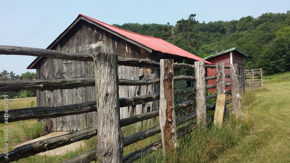Rustic Farm Building and Fence