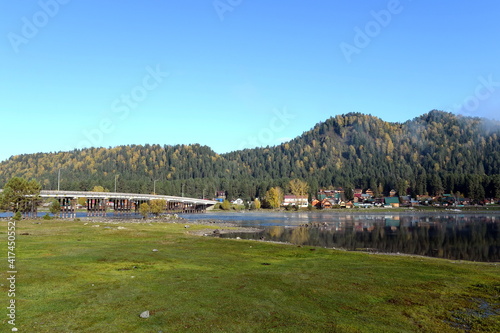 The Taiga village of Artybash on the shore of Lake Teletskoye. Altai Republic photo