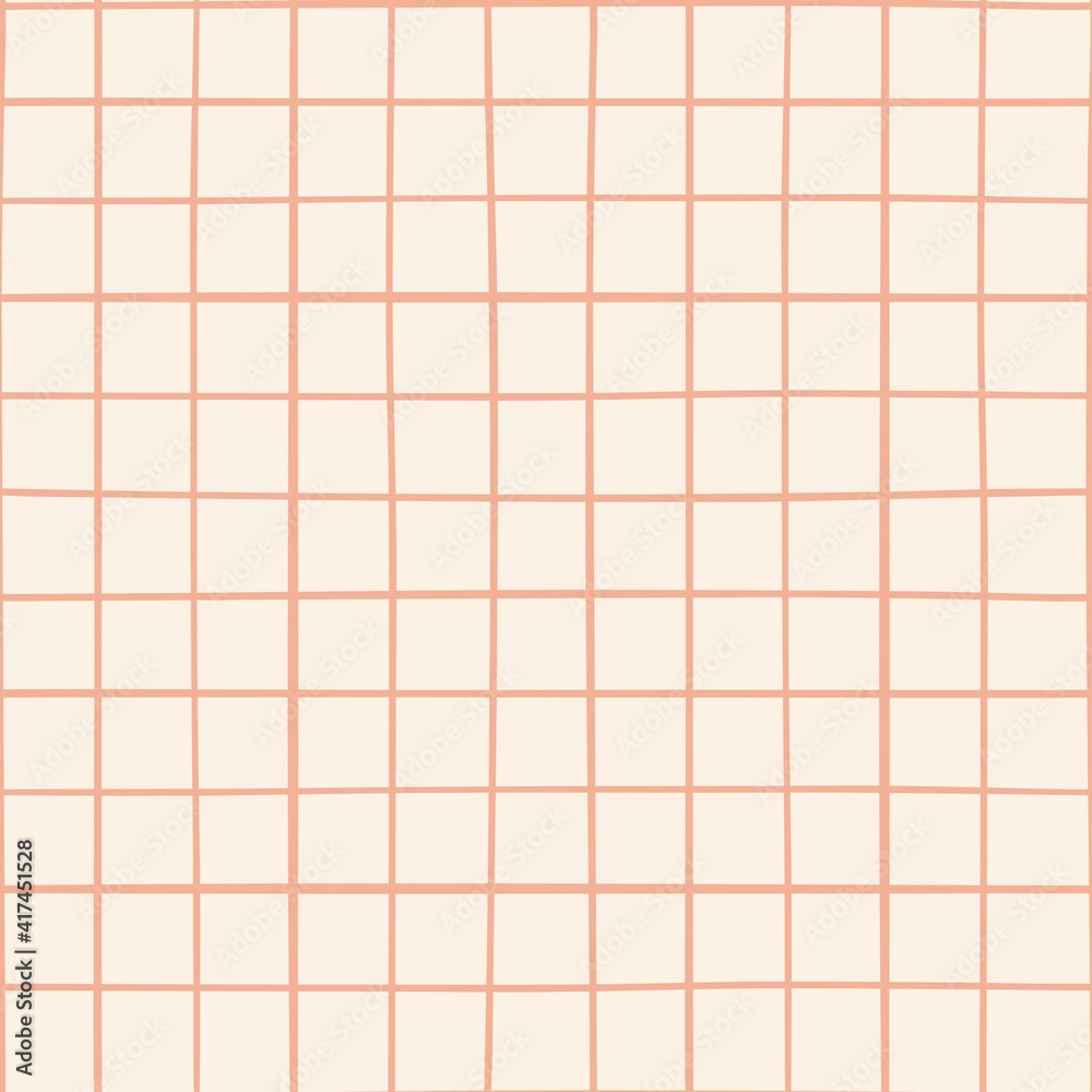 Beige seamless pattern with orange grid lines