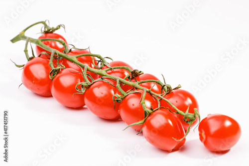 Branch of tomatoes on a white background