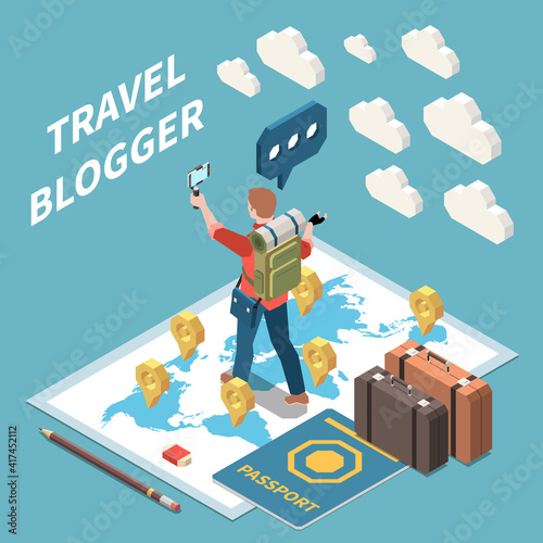 Travel Blogger Isometric Concept