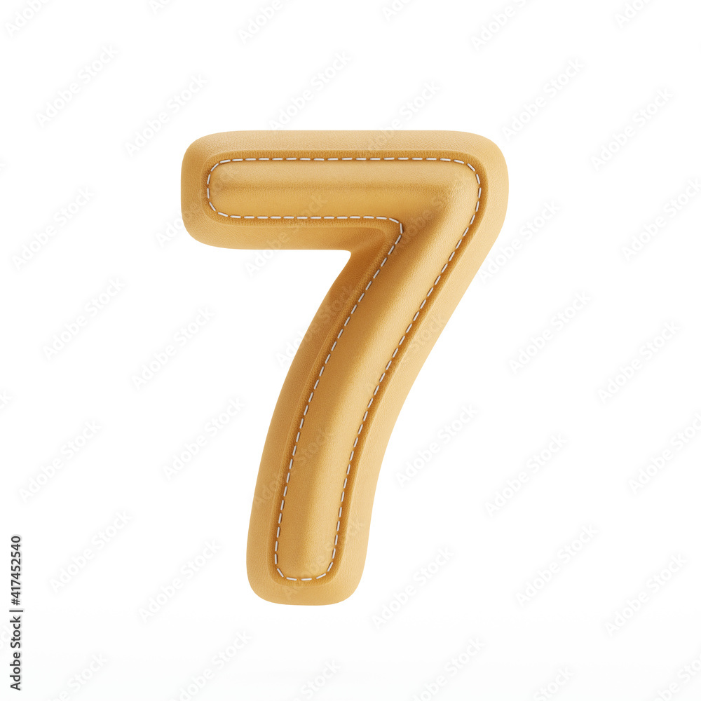 Leather yellow texture letter digit number seven 7 Leather yellow texture letter digit number seven 7