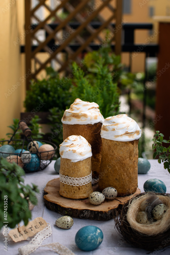 orthodox kulich, easter sweet bread with raisins