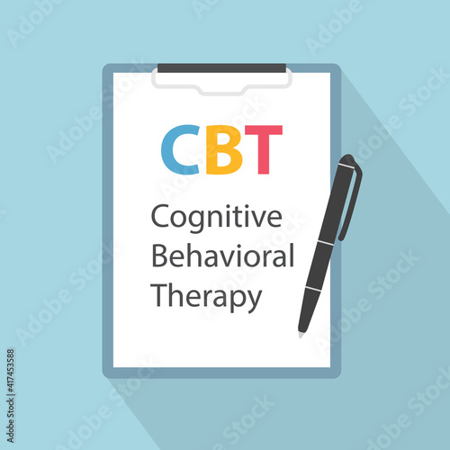 CBT Cognitive Behavioral Therapy written in clipboard - vector illustration photo