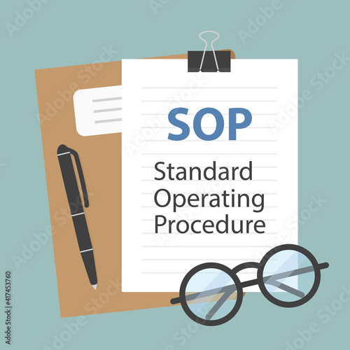 SOP Standard Operating Procedure document text - vector illustration