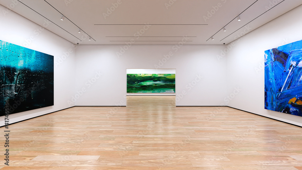Fototapeta premium Art Museum Gallery Interior Scene. 3D render.