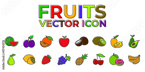 Set of Fruits icon. Fruits pack symbol template for graphic and web design collection logo vector illustration