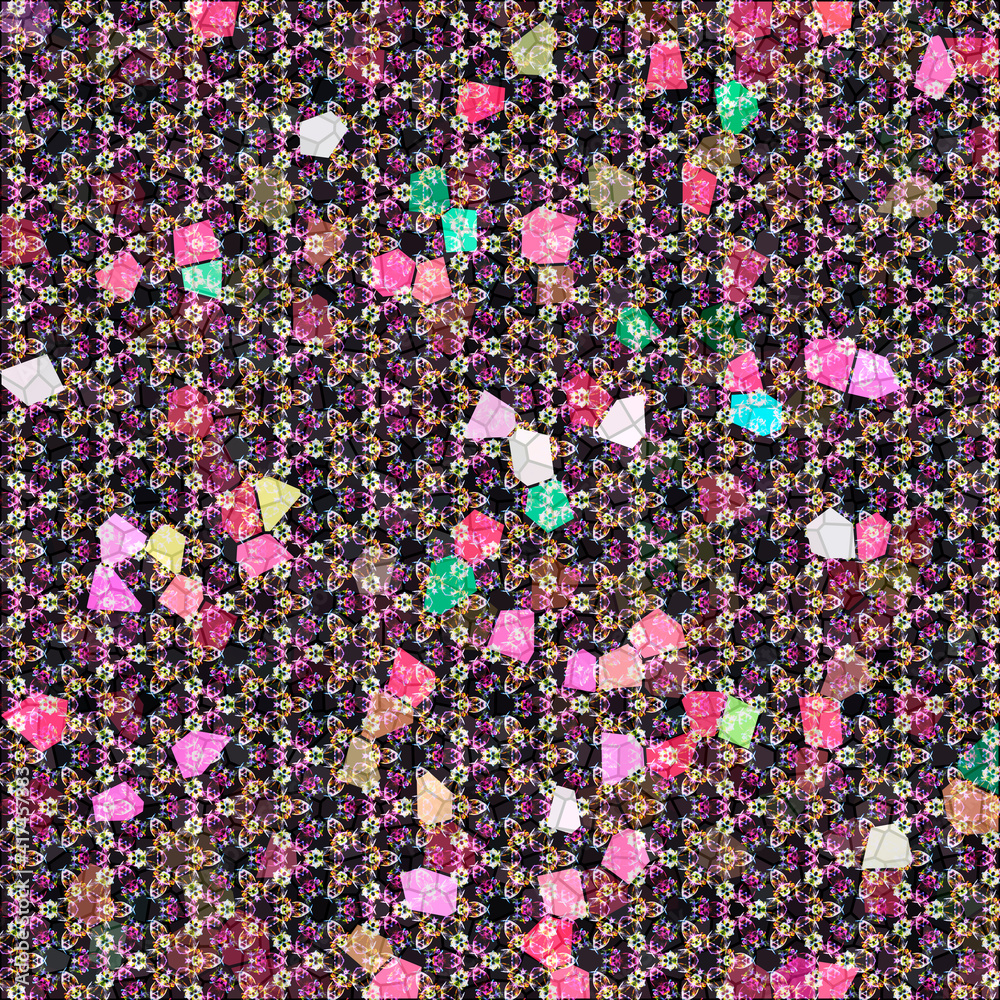 pattern with flowers, pattern of mosaic, metal texture, background, pattern