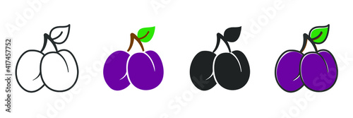 Garden fresh plum icon. plum fruits healthy lifestyle symbol template for graphic and web design collection logo vector illustration