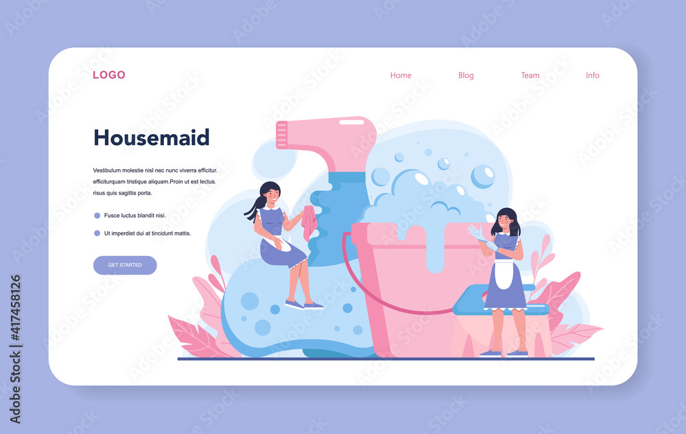 Maid service web banner or landing page. Apartment cleaning Maid service web banner or landing page. Apartment cleaning