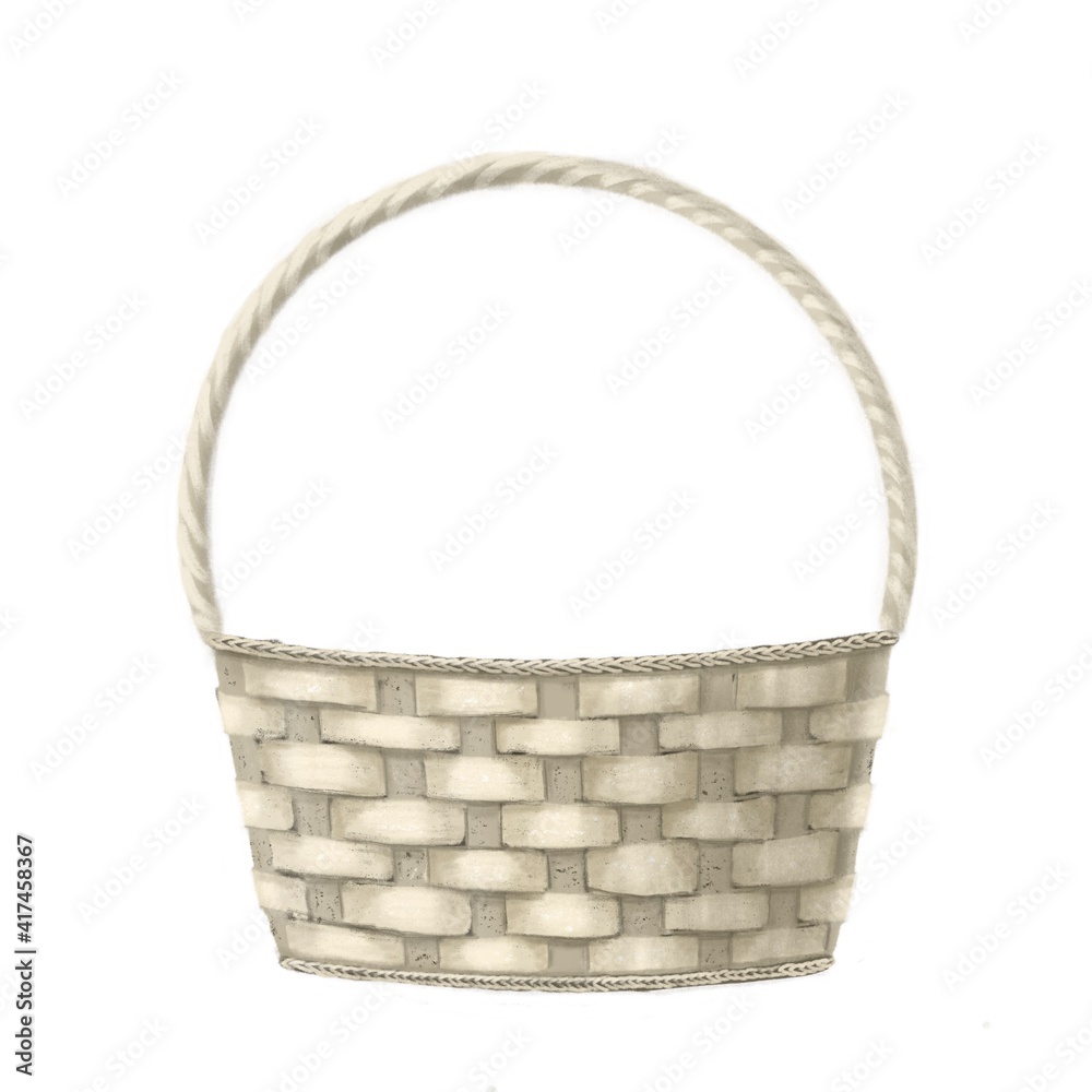 cute hand drawn wicker basket for pet or flowers