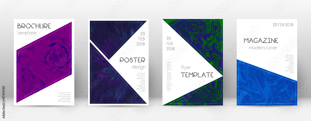 Abstract cover. Astonishing design template. Suminagashi marble triangle poster. Astonishing trendy