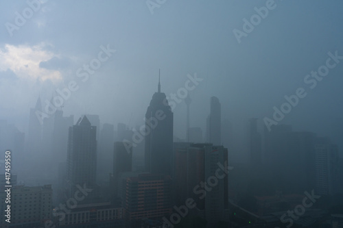 Photography Heavy fog landscape of Kuala Lumpur city center