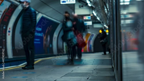 Time lapse of quiet underground train station platform  photo