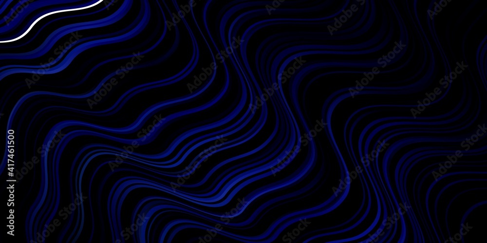 Fototapeta premium Dark BLUE vector background with curves.