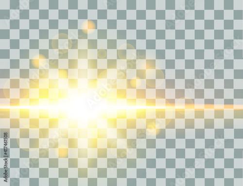 Abstract glowing lines on transparent background. Lines with glow light effect. Lens flare light effect.