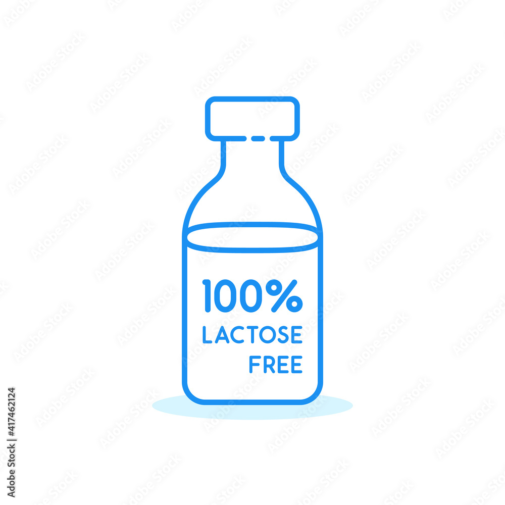 lactose free icon with blue bottle lactose free icon with blue bottle