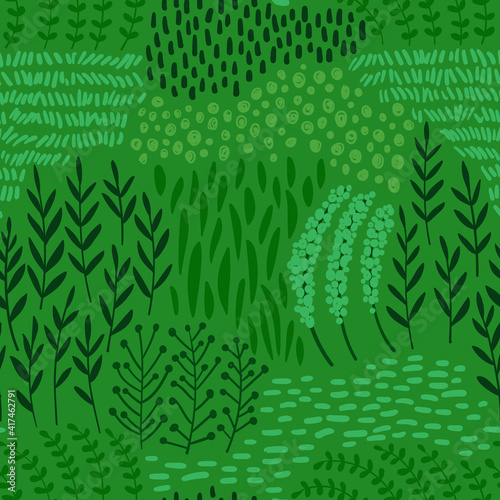 Rustic seamless pattern with leaves.