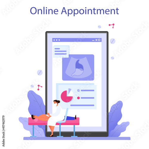 Gastroenterology doctor online service or platform. Idea of health care