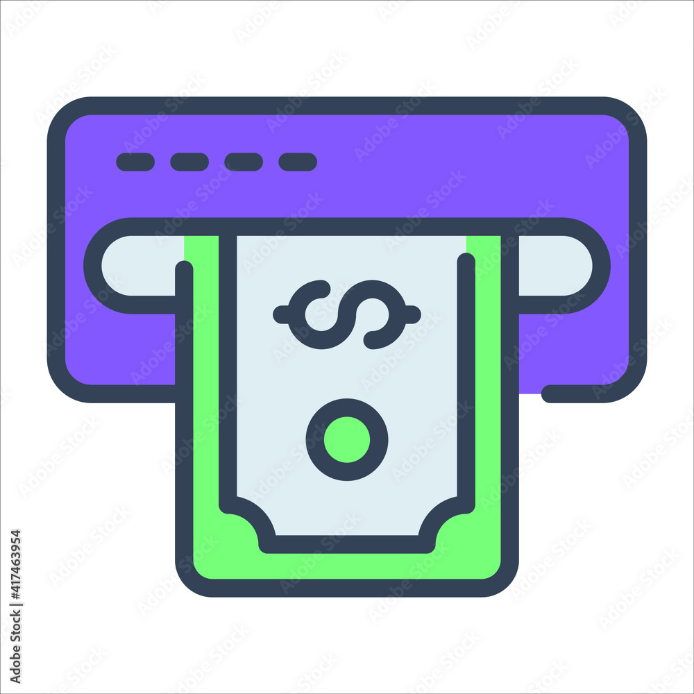 ATM color outline icon, business and finance icon. ATM color outline icon, business and finance icon.