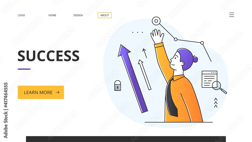 Success and Ambition in business or career concept with a modern young