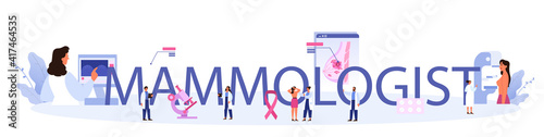 Mammologist web banner or landing page set. Consultation with doctor