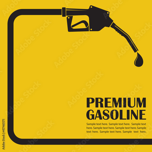 Valokuvatapetti gasoline fuel pump nozzle poster isolated on yellow background
