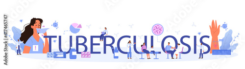 Tuberculosis typographic header. Human pulmonary system. Idea of health