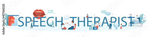 Speech therapist typographic header. Didactic correction and treatment idea