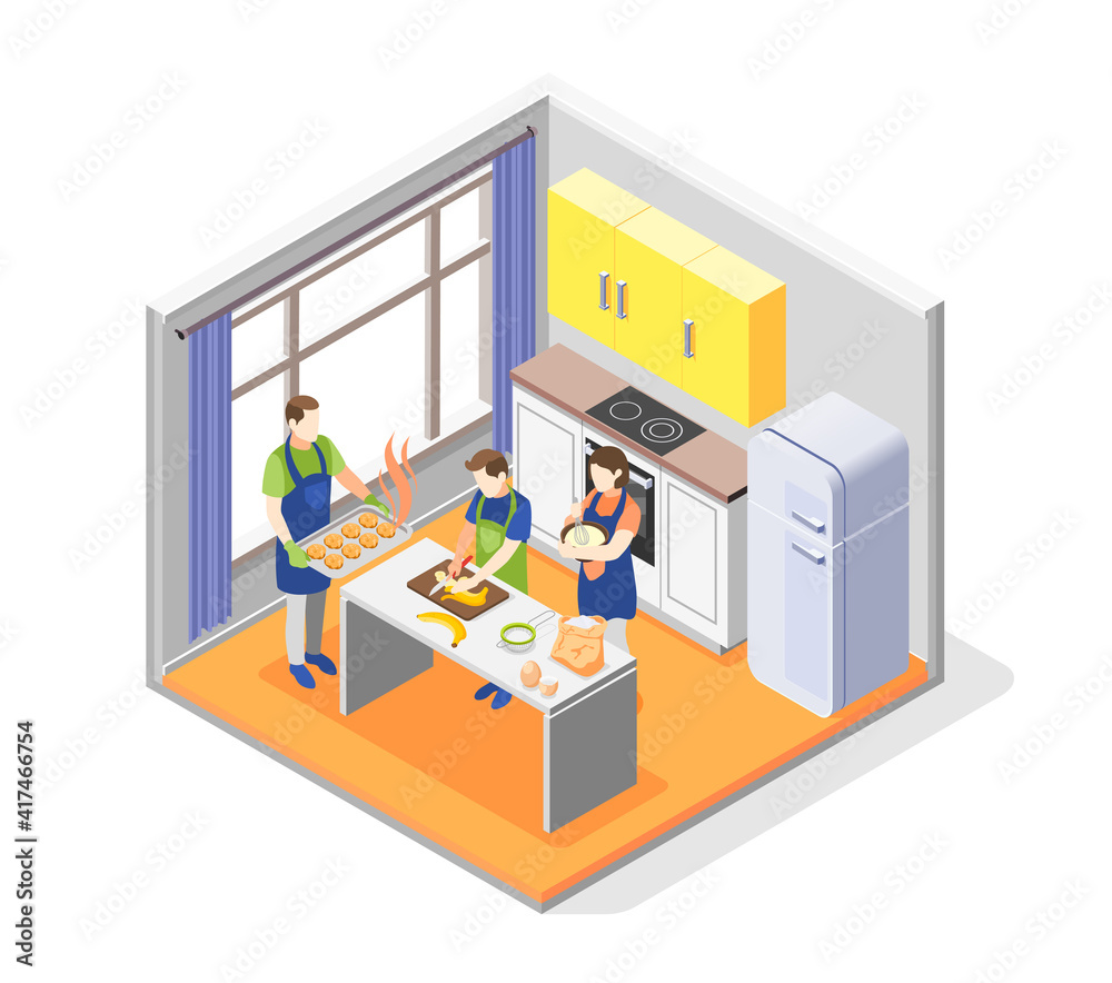 Family Cooking Together Concept Family Cooking Together Concept