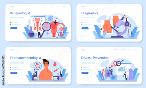 Venereologist web banner or landing page set. Professional diagnostic