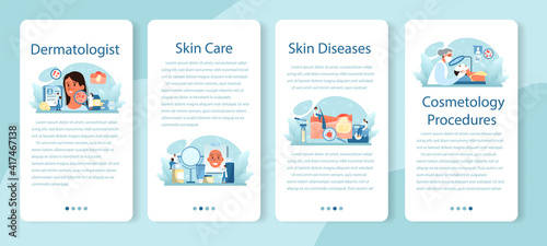 Dermatologist mobile application banner set. Dermatology specialist © inspiring.team