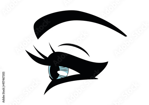 illustration of profile woman blue eye and eyebrow