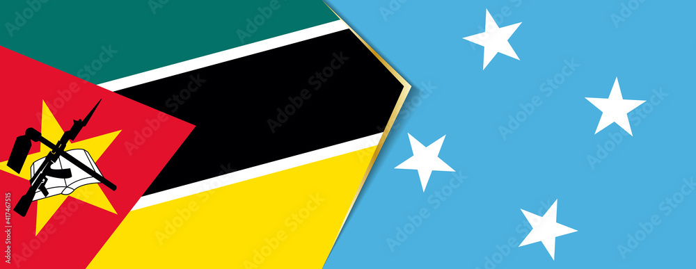 Mozambique and Micronesia flags, two vector flags. Mozambique and Micronesia flags, two vector flags.