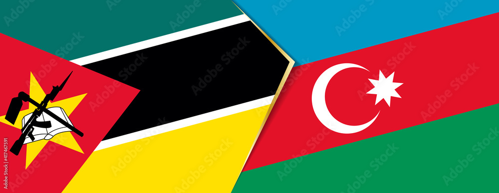 Mozambique and Azerbaijan flags, two vector flags. Mozambique and Azerbaijan flags, two vector flags.