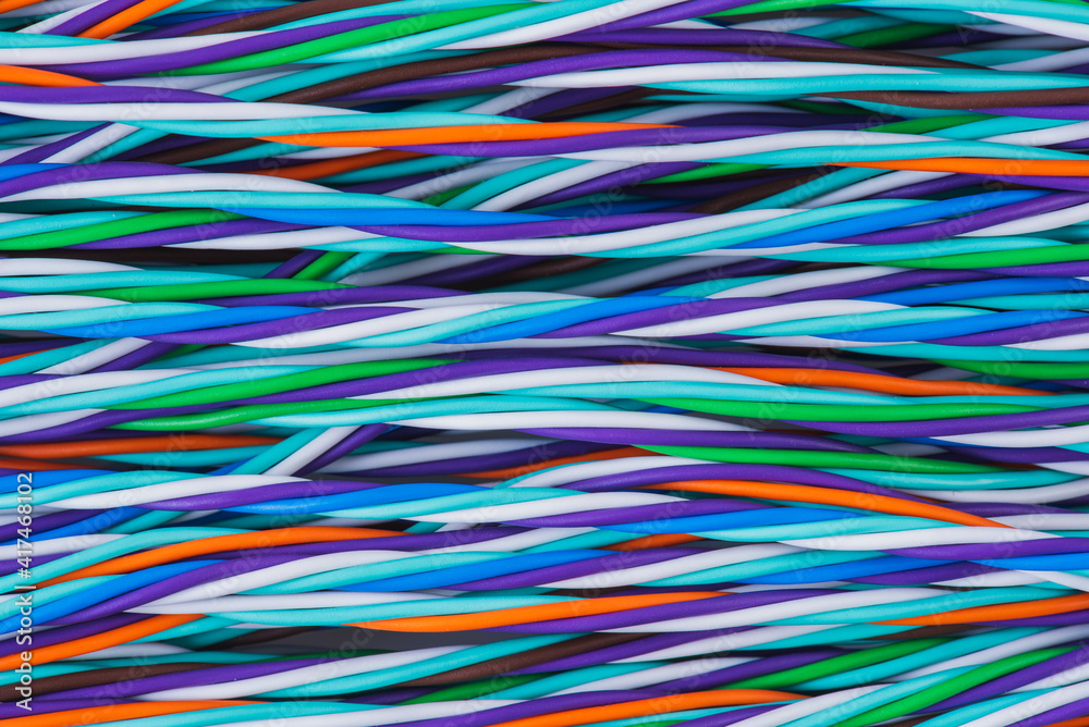 Colorful electrical cable wire used in telecommunication systems